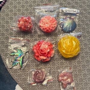 Pink and Yellow Flower Hair Accessories Set